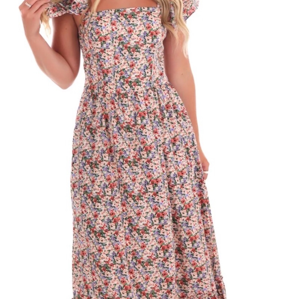 Floral Smocked Maxi Dress - Pink Multi